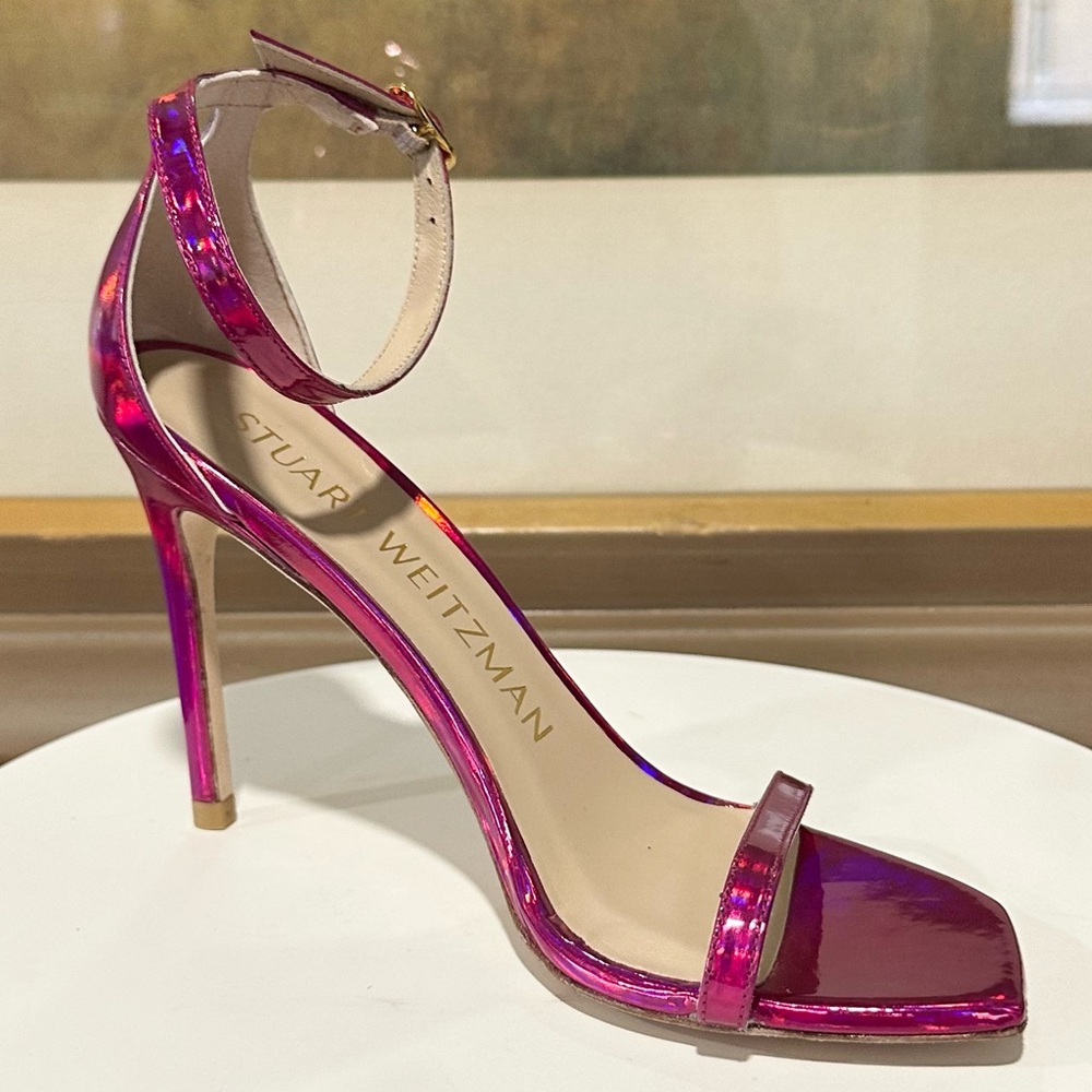 🌹STUART WEITZMAN🌹 Nudistcurve 100mm Sandals Iridescent Pink Size: 6.5 - Picture 5 of 13
